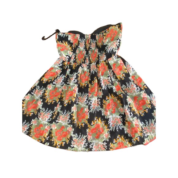 MinkPink Revolve strapless full skirt mini dress black with coral flowers - Picture 3 of 5